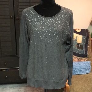 Kathy Daniels studded sweater. Scoop neck. Size medium